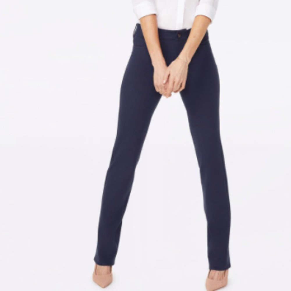 NYDJ Marilyn Straight Pants Navy Size 8 Ponte Knit